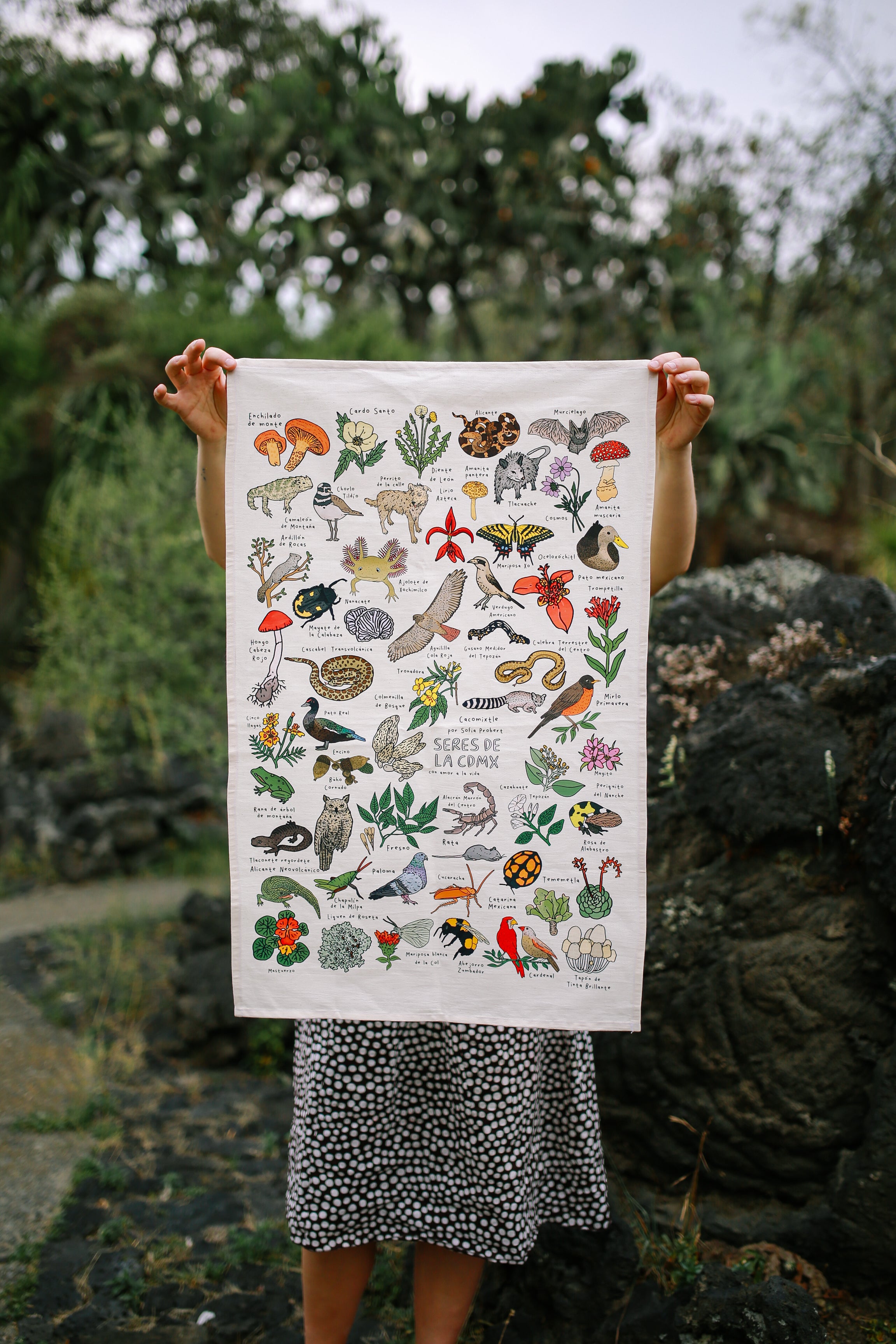 Póster textil animales y plantas CDMX
